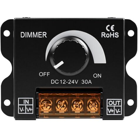 DC12V-24V 30A LED Light Dimmer Switch PWM Dimming Controller with LED Brightness Adjustment Knob Suitable for LED Light Strips