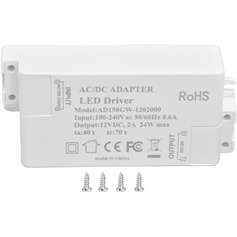 DC12V 24W 2A LED Driver Constant Voltage Multifunctional DIY LED Light Transformer AC 100‑240V