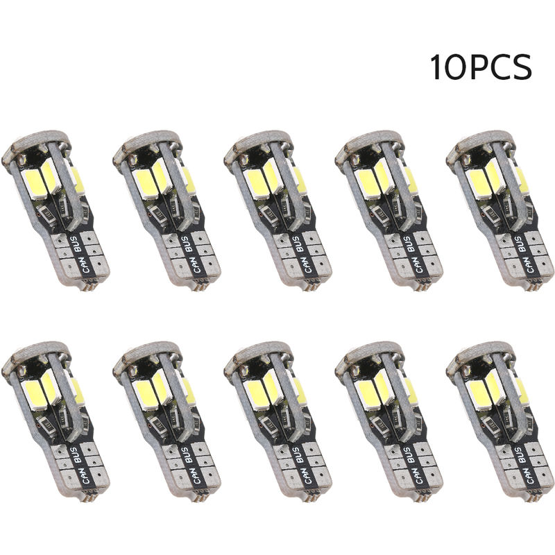 Dc12V 2.5W 10 Led Voiture Ampoule 10 Pack T10 Base Socket Holder White Light Pour Suv Rv Truck