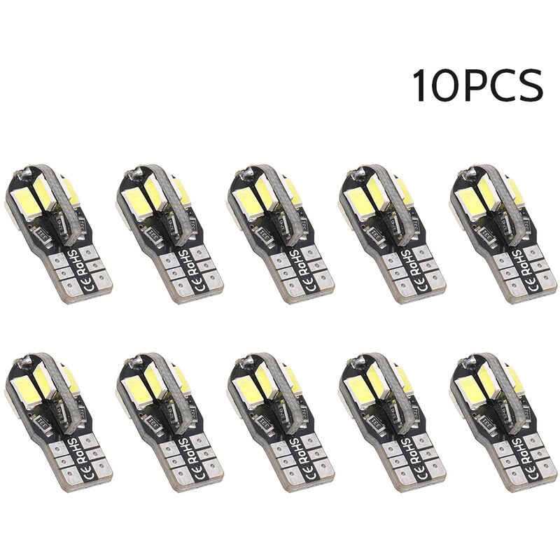 

DC12V 2W 8 LED luz para coche 10 piezas T10 luz blanca base