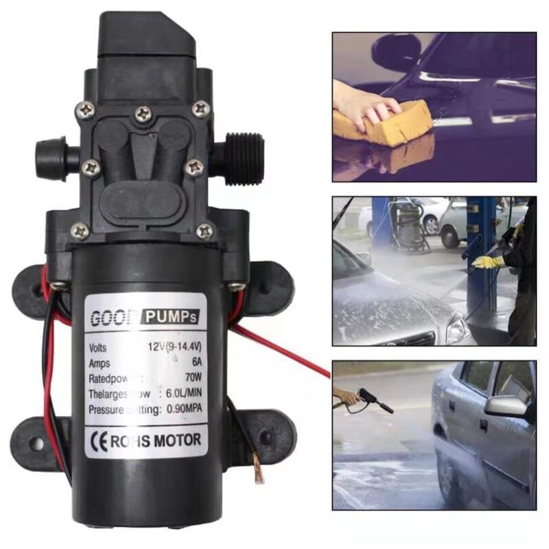 DC12V 3000r/min Pompe à Membrane Haute Pression Pompe à Eau Auto-amorçante pour Camping/Bateau/Camping-Car/Jardin/véhicule/Camping-Car