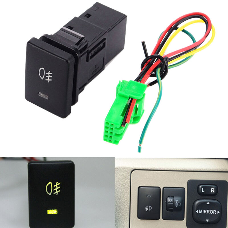 

Asupermall - DC12V Boton de luz antiniebla con interruptor de luz antiniebla de 4 cables para Toyota