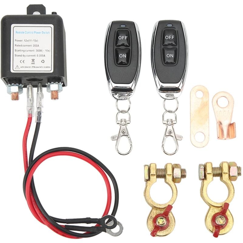 SJLERST Coupe Circuit Batterie 12V, DC12V 200A Coupe Batterie à Distance, avec Télécommande, Coupe Batterie pour Voiture Bateau, Interrupteur de