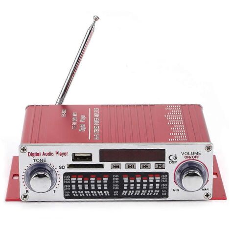 DC12V Mini Hi-Fi amplificateur audio voiture moto USB radio avec télécommande, autoradio ampli puissance pour véhicule 12V.