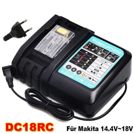 DC18RC 14.4V-18V 3A Li-Ion Ladegerät kompatibel mit Makita DC18RC DC18RD DC18RA DC18SD DC18SF um mit BL1830 BL1840 BL1850 zu arbeiten MTC2003