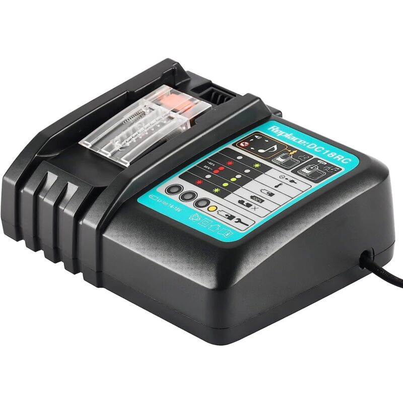 DC18RC Chargeur pour Makita 14.4V 18V Batterie BL1860B BL1860 BL1850B BL1850 BL1840B BL1840 BL1415 BL1430