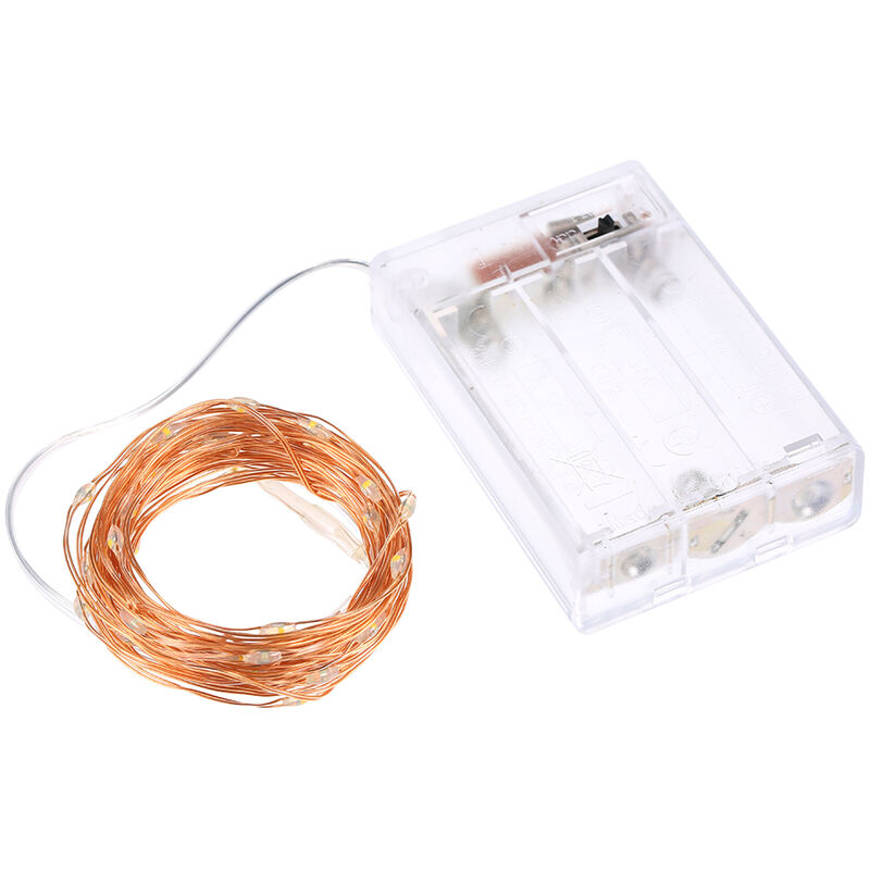 

DC4.5V 1W alambre de cobre 10m 100LED blanco calido bateria guirnalda luminosa caja de celdas de ala mano DIY