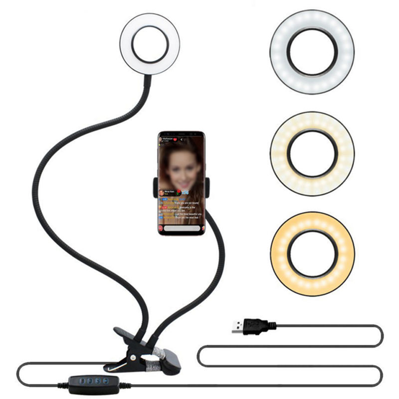 

DC5V 8W 18 LED 3.5inches R-ing selfie luz abrazadera camara Ronda