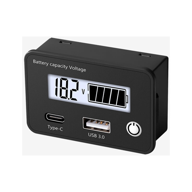 DC8-30V USB Type-C Batterie au Plomb au Lithium Indicateur de Capacité VoltmèTre NuméRique de Voiture Testeur de Tension, ÉCran Blanc