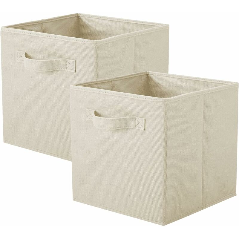 fortuneville - lot de 2 boîtes tiroirs en tissu cube de rangement pliable coffre pour linge jouets vêtement(blanc cassé)