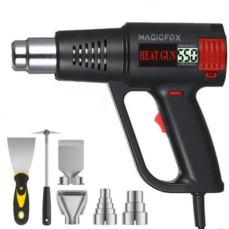 Décapeur Thermique, 2000W Magicfox, Pistolet Thermique Températures réglables 60-600℃ avec 6 Accessoires - écran LCD