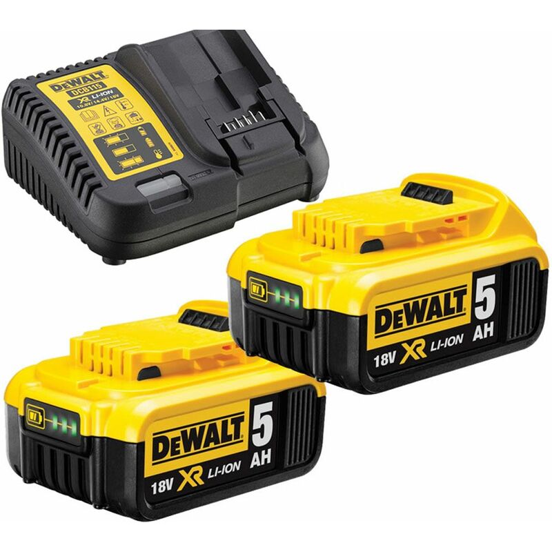 

DeWalt DCB115P2 18V Li-Ion Juego de Baterías (2x 5.0Ah) + cargador