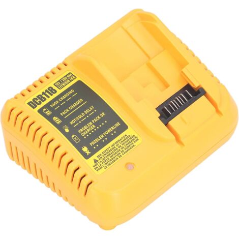 DCB118 Chargeur rapide pour batteries lithium Dewalt 12V-20V MAX, compatible avec DCB115, DCB107, DCB105, DCB102,Jaune