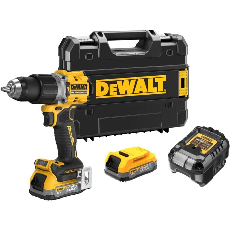 Dewalt - Perceuse-visseuse à percussion sans fil DCD805E2T 18V avec 2x 1,7 batteries Powerstack, chargeur, t-stak