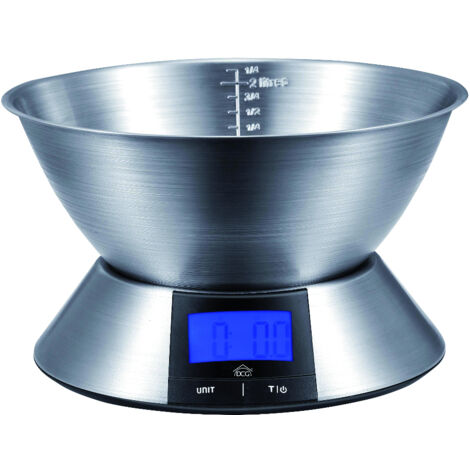 Dcg BILANCIA DA CUCINA ELETTRONICA CON CORPO E CIOTOLA IN ACCIAIO INOX Portata kg. 5