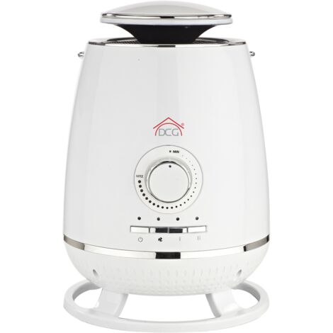 DCG Eltronic - PTC003 - Stufa in ceramica rotante, potenza 1 800 W, 2 livelli di calore, termostato regolabile, protezione anti-ribaltamento, Bianco