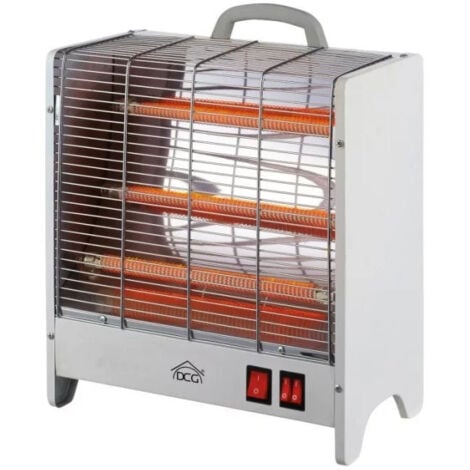 DCG Eltronic - SA9625 - Stufa elettrica al quarzo, potenza 2000W, 3 livelli di calore, termostato regolabile, protezione anti-ribaltamento, Bianco