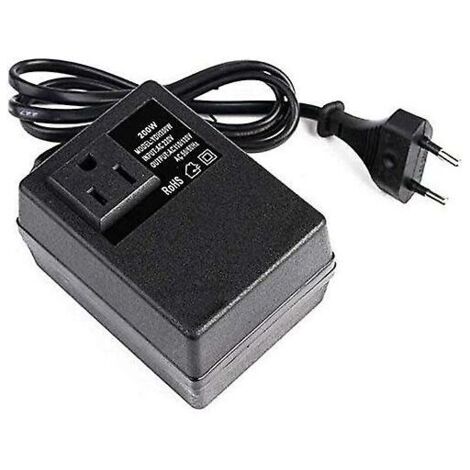 Dciustfhe Tension : 200 W - Transformateur : 220 V à 110 V - Prise européenne.
