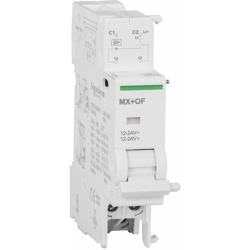 Déclencheur à émission de tension mx + of 12 / 24VCA-CC 3A 415VCA - 6A 240VCA - A9N26948