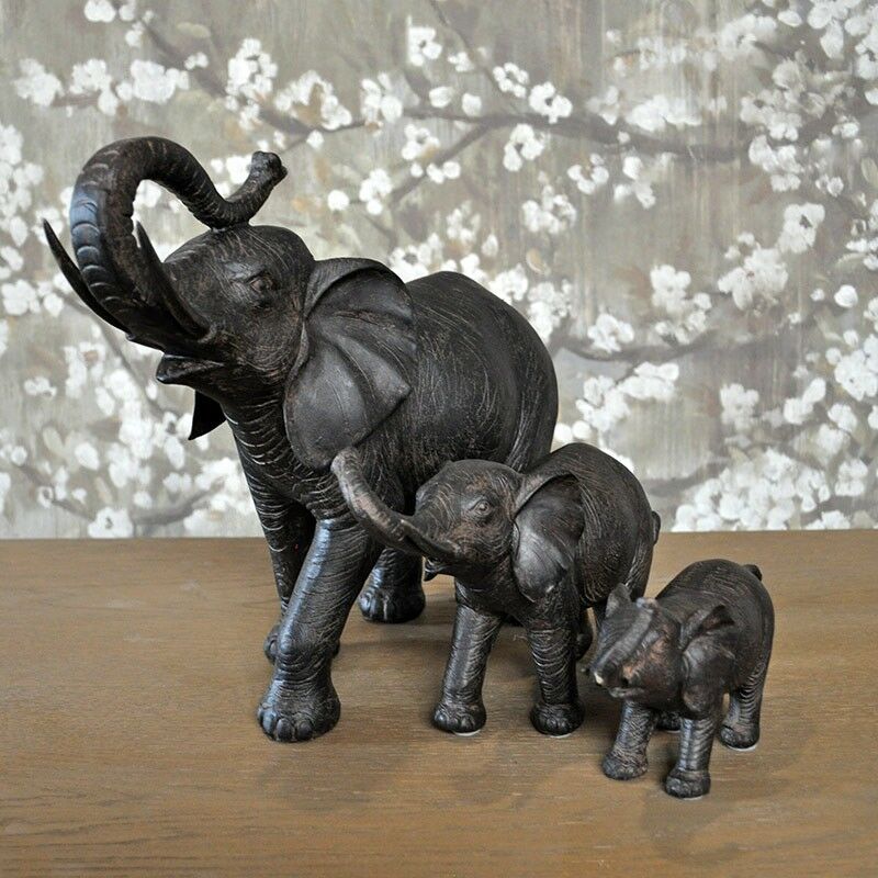 Déco famille 3 éléphants marron 83x14x31cm - Marron