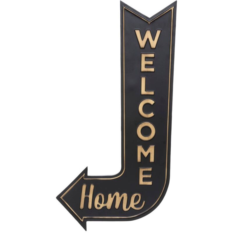Atmosphera - Déco murale Flèche welcome en métal noir et doré h 74 cm