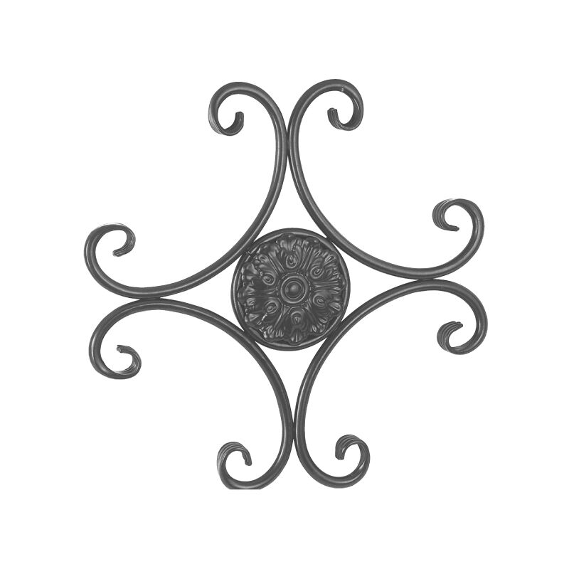 Décor 4 volutes et rosace - Hauteur 360mm largeur 360mm section en tube rond Ø10mm - Fer forgé - à souder Deco Fer Forge