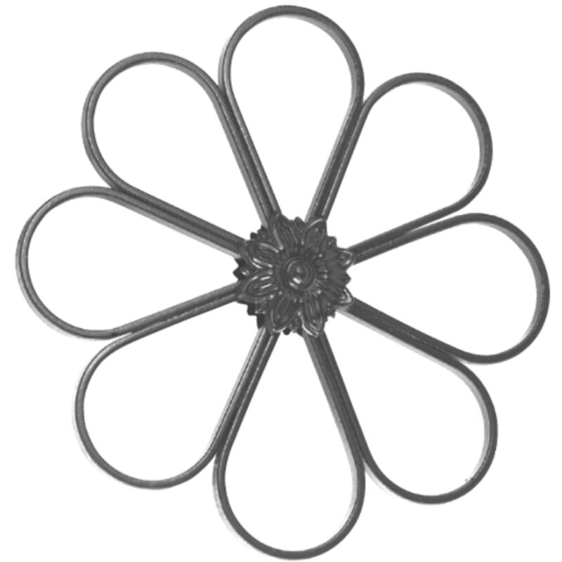 Décor en forme de fleur - Hauteur 380x380mm section en fer plat de 12x6mm - Fer forgé - À souder - DECO FER FORGE