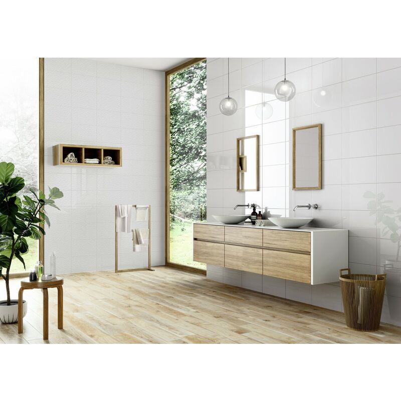 Centrale Brico - Décor mur medio relief blanc brillant l.9.2 x L.40 cm, Frosty