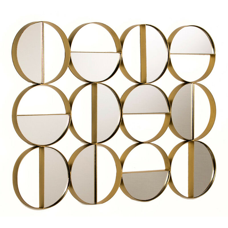 Décor mural multi-ronds miroir et métal doré Kaïra L 79 x H 60 x P 3 cm