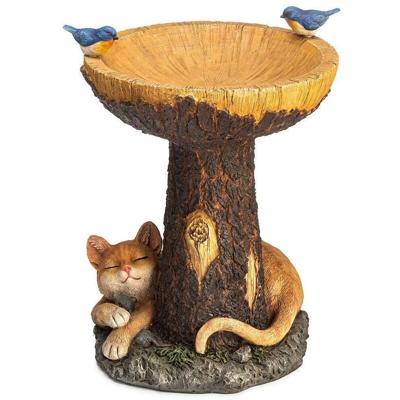 Décoration de jardin chat Bird Bath résine ornement artisanat jardin jardinage ornement 15 15 20cm mangeoire à oiseaux cadeau de décoration de Noël