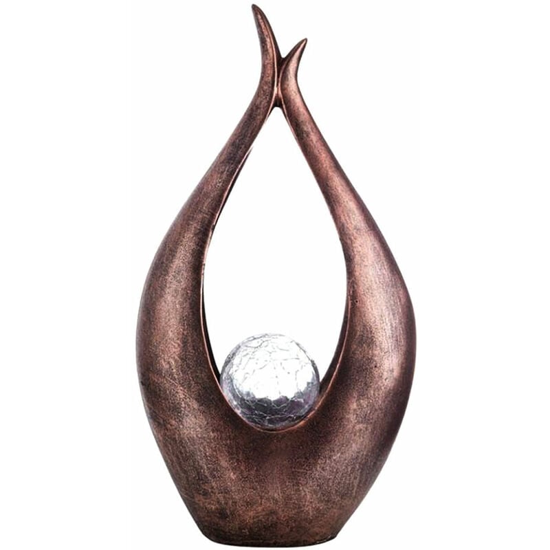 Décoration de jardin LED lampe solaire sculpture bronze lumière décorative lampe d'extérieur, boule de verre cassée, LxHxP 25 x 47,5 x 13 cm