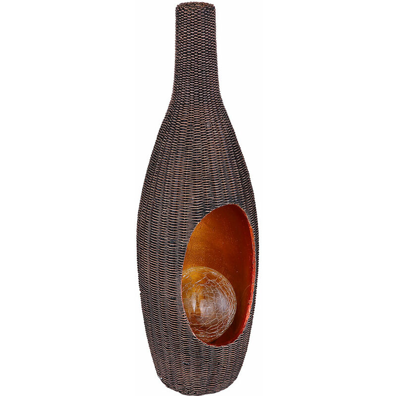 Décoration de jardin lumière solaire pour décoration extérieure design Lampe solaire rotin -optik couleur or avec boule de verre, brun craquelé, led