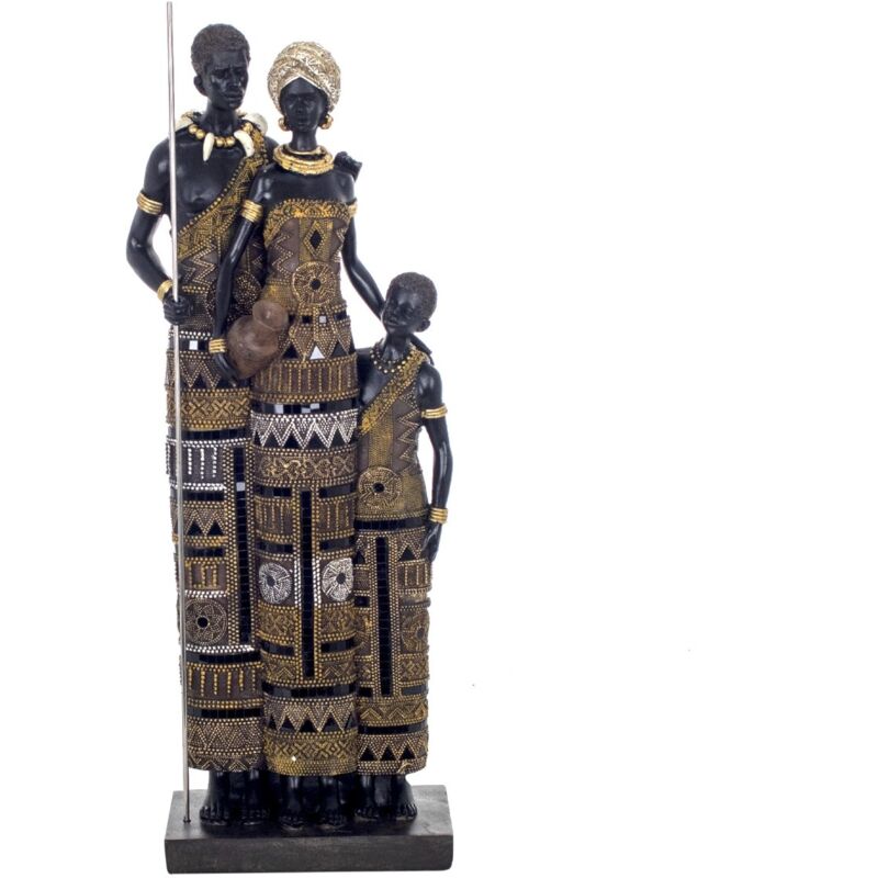 Zen Et Ethnique - Signes Grimalt Figure de figure africaine Africain africain et éléphants noir 11x21x59cm 24172