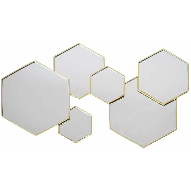 Décoration murale 6 miroirs hexagonaux