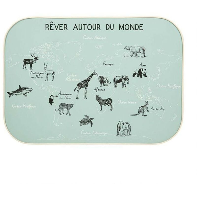 Décoration murale carte du monde kaki 70x50 cm