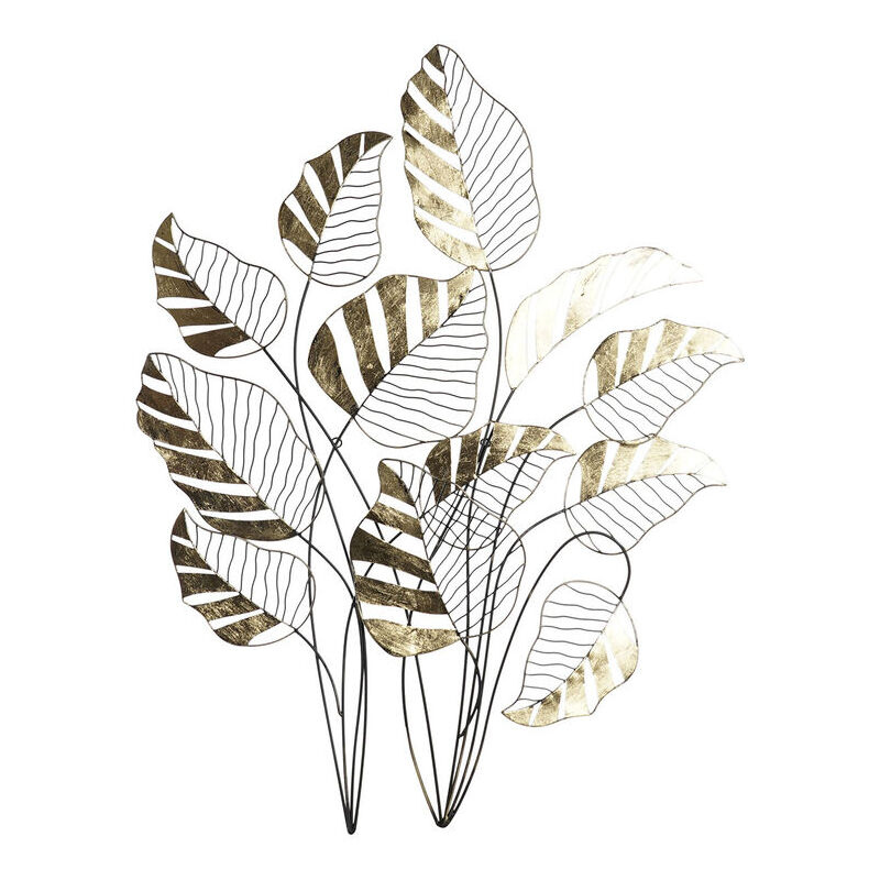Décoration murale Dkd Home Decor noir feuille d'or de plante 77 x 2,5 x 103 cm