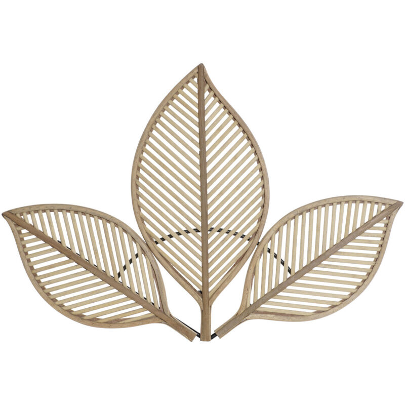 Décoration Murale Rotin 90X2,5X64 Feuilles Naturel