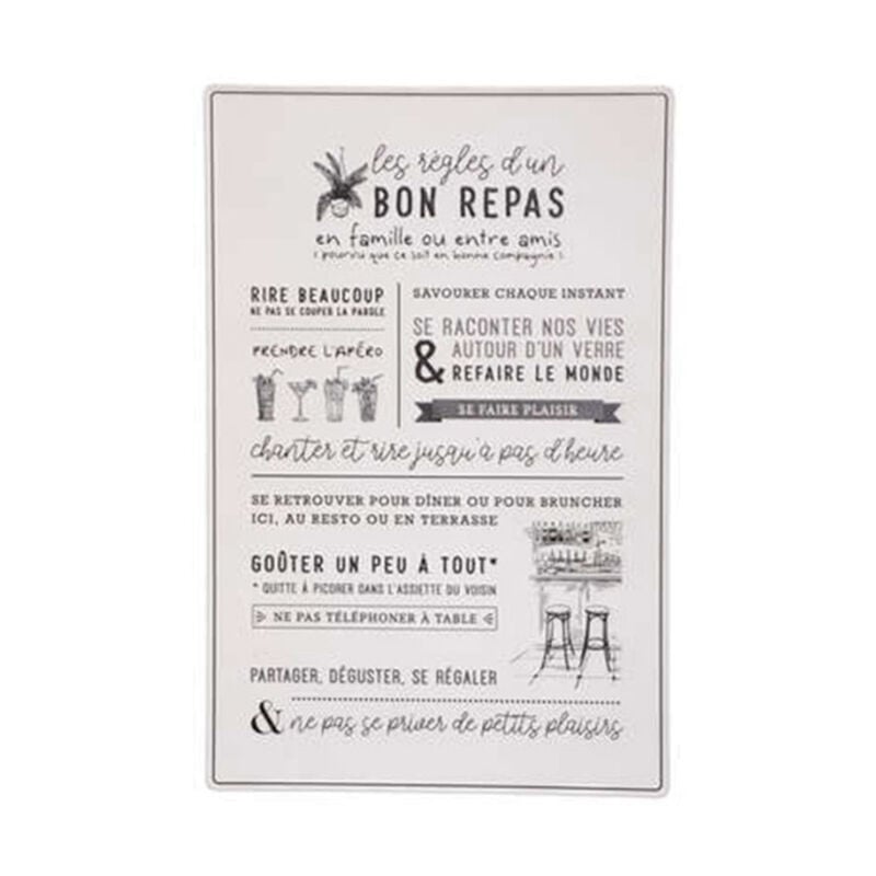 Décoration Murale en Métal 'Citation' 38x58cm Blanc