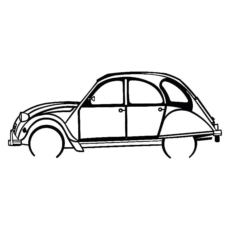 2CV - décoration murale en métal - Silhouette de voiture, Œuvre d'Art Iconique rétro et pour la Décoration d'Intérieur de vos murs - 80CM
