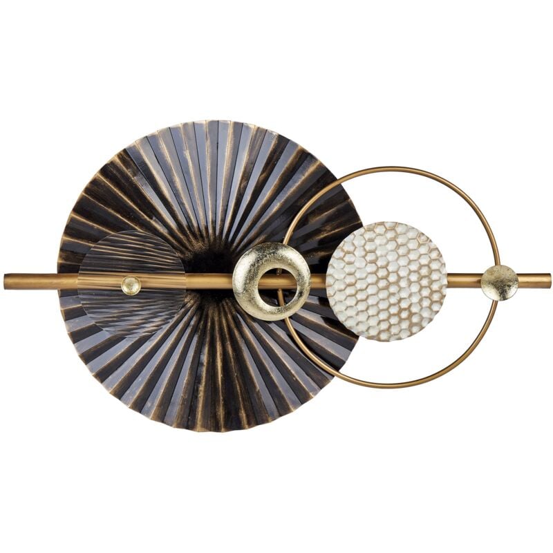 Décoration Murale Moderne Noir et Doré Abstrait Pièce d'Accent Intérieur Ruthenium