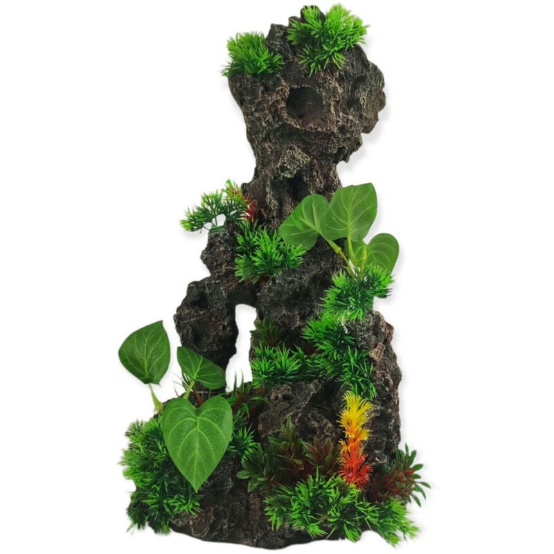 Décoration rocher et plantes 22x16x h 45cm, aquarium. Animallparadise