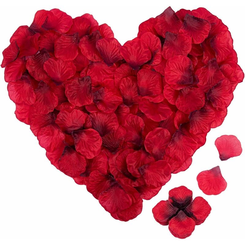 Ineasicer - Décorations de la Fête 2000pcs Pétales de Rose de Soie Artificielle pour Noël, Fleurs de Mariage, Confettis, Table Scatter Rouge