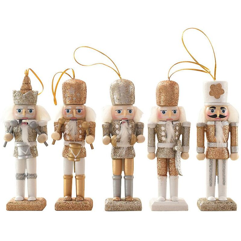 Décorations de Noël Casse-Noisette, ensemble d'ornements de casse-noisette de Noël, décorations suspendues de casse-noisette en bois pour jouet de