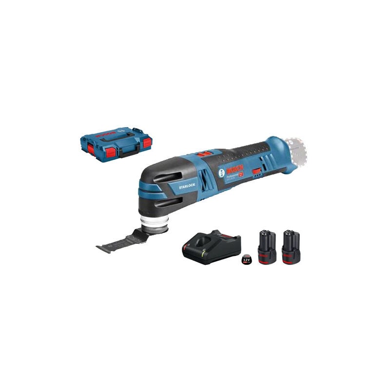 Découpeur-ponceur 12V gop 12V-28 Professional + 2 batteries 3 Ah + chargeur + L-Boxx Bosch 060185800Y