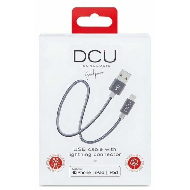 

Cable Cargador USB DCU Lightning iPhone Gris 1 m - Dcu Tecnologic