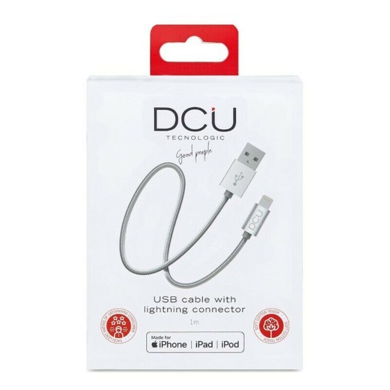 

Cable Cargador USB Lightning iPhone DCU Plateado 1 m - Dcu Tecnologic