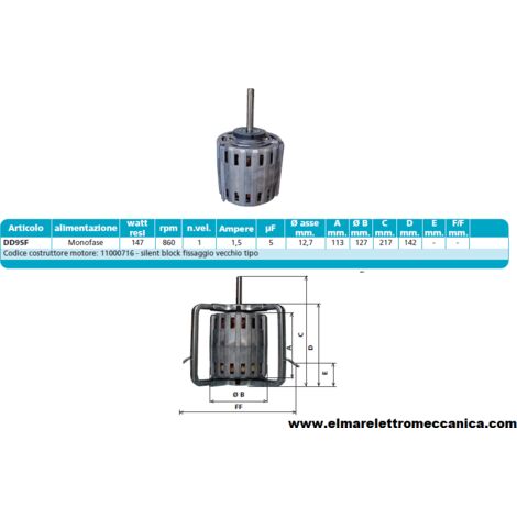 DD9SF 147 W 860 giri Motore Elettrico Monofase Ventilatore Centrifugo Assiale
