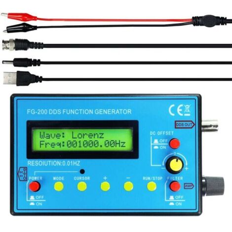 DDS FG-200 Funktionssignalgenerator, Frequenzzähler 0,01 Hz – 500 kHz, Signalquellenmodul: Sinus-, Rechteck- und Sägezahnwellenform