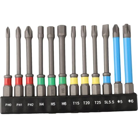 de 12 embouts de tournevis hexagonaux Torx 65 mm PH0 PH1 PH2
