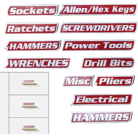 de 12 tiquettes magntiques pour bote outils tiquettes